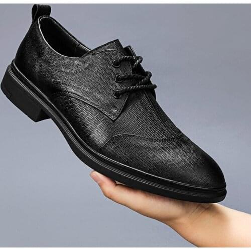 2020 Men Shoes Genuine Leather Luxury Brand Men Business Formal Dress Shoes Breathable Fashion Men Wedding shoes Big Size 46