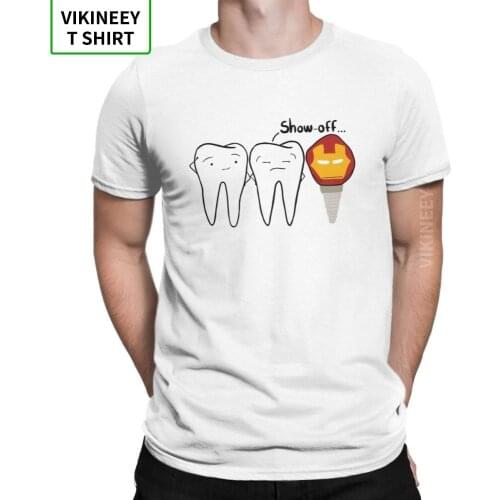 Mens Show-off Tooth T-Shirts Dental Implant Dentist Dentistry Tees Crew Neck Short Sleeve Tops 100% Cotton T Shirt Plus Size