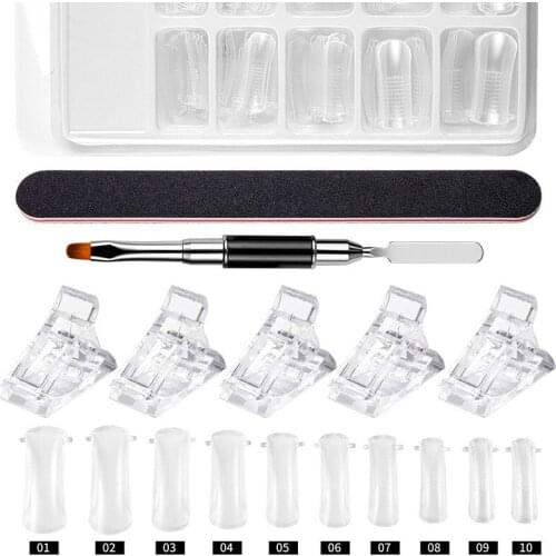 Nail Art Extention Set Nail Brush Acrylic Clip Quick Building Mold Tips Nail Kit