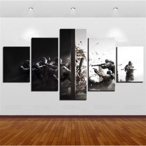 Wall Poster And Prints Pop Game Picture 5 Pieces Rainbow Six Siege Canvas Painting Frame Artwork HD Prints Home Decor Kids Room
