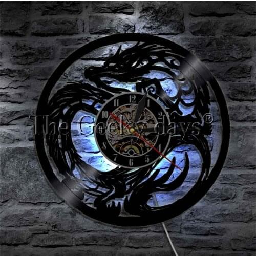 Dungeon Master Dragon LED Lighting Wall Art Martial Art Dragon Wall Light with Lumionus Vinyl Record Clock Vinyl Light