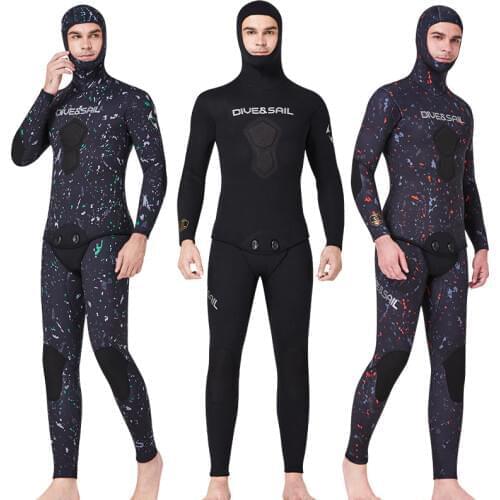 New fishing and hunting diving suit 1.5/3/5/7MM split hooded wetsuit thickened warmth snorkeling surfing suit CR