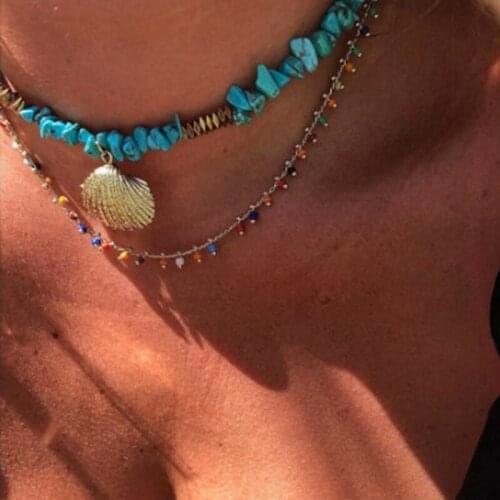 New 2020 Classic Irregular Natural Stone Necklace Choker Irregular Handmade Valentines Day Gift for Girls Bohemian Justable