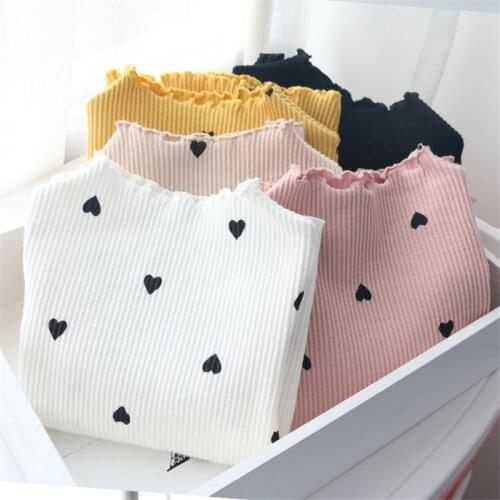 2020 New Winter Baby Girls Long-sleeved O-necked Love Heart T-shirt Bottoming Shirt Cotton Childrens long-sleeved T-shirt