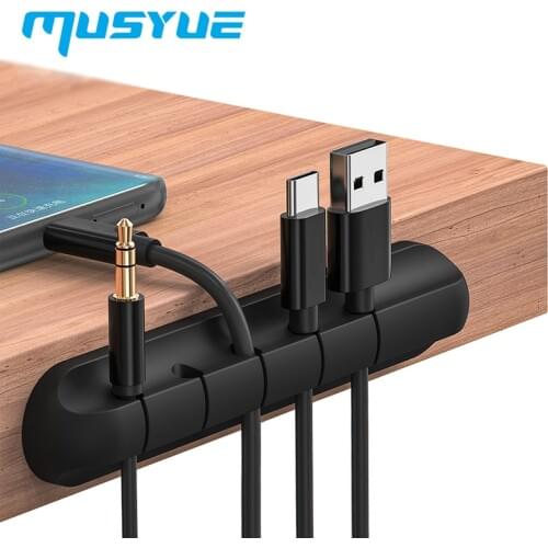Musyue Cable Organizer Silicone USB Cable Winder Flexible Cable Management Clip USB Cable For Mouse Headphone Earphone