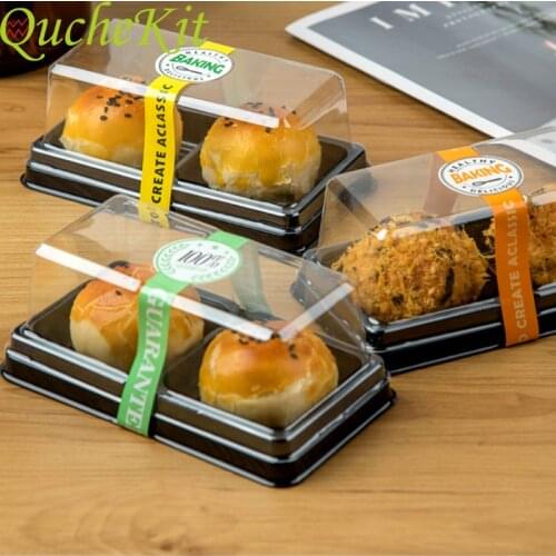 Plastic Square Moon Cake Packaging Box Transparent Pastry Decorative Accessories Baking Packing Box Egg-Yolk Puff Container