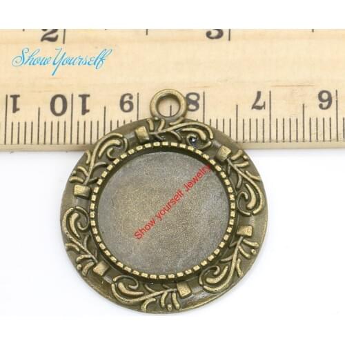 5pcs Antique Silver Bronze Plated Flower Photo Frame Charms Pendants for Necklace Jewelry Making DIY Handmade Craft 19mm