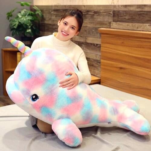 Rainbow Narwhal Stuffed Toy Colorful fairy Stuffed Sea animals Unicorn Doll toys Colorful Seal Pillow for kids Birthday gift