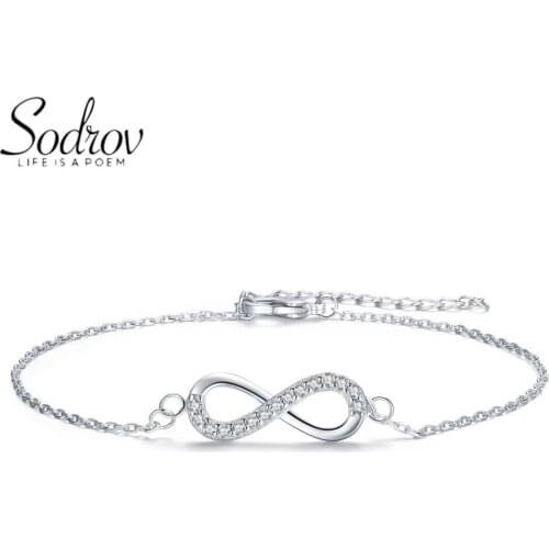 Sodrov Silver Bracelet Jewelry 925 Silver Sterling For Women Chain & Link Fine Geometric Lucky Unlimited Chian Silver Bracelet