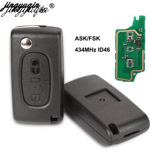 Jingyuqin 2 Buttons Remote Flip Key Folding Car Key For Peugeot 107 207 307 307S 308 407607 433MHz PCF7961 HU83 Blade ASK CE0536