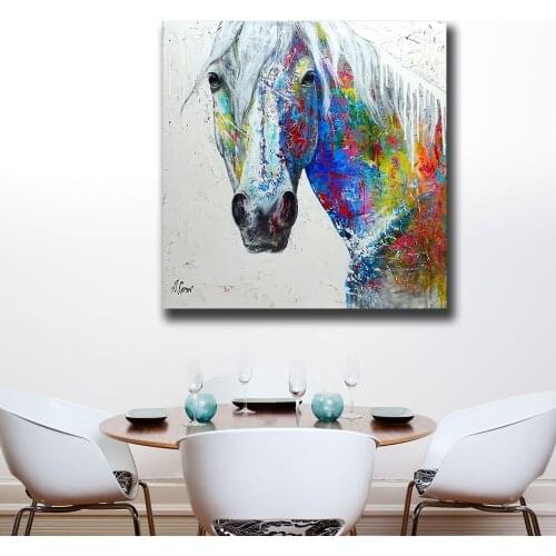 Wxkoil Oil Painting Pop Art A Horse Head Wall Decor Painted Wall Art Canvas Printed Living Room Painting Wall Art Pictures