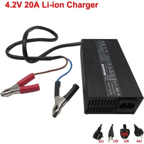 4.2V 20A Li-ion Charger For 1S 3.6V / 3.7V Lithium 100AH 200AH Battery Alligator clips Crocodile clip Copper Nose
