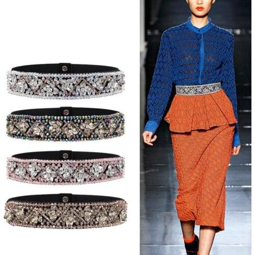 Handmade Women Crystal Belt Fashion Collocation Is BeautifulElastic Female Girdle Dress Belts For Women Wedding Party Girdle