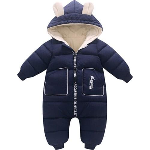 Overalls baby clothes Winter velvet Newborn Infant Boy Girl Warm Thick Romper Jumpsuit Hooded Snowsuit coat kids clothing