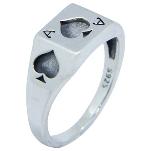 Real S925 Silver Mini Spades Ace Ring Top Quality Fashion Ladies 925 Ace Ring