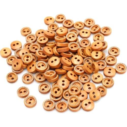 100pcs or 200pcs 9mm/10mm Mixed Wooden decorative Buttons For Handwork DIY Scrapbooking Crafts Sewing Accessories Supplies
