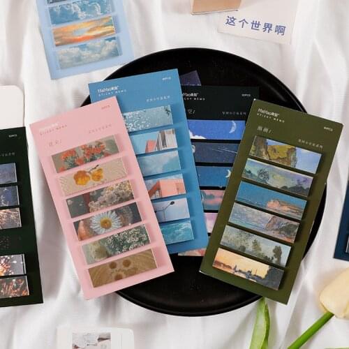 90 Sheets Landscape Series Sticky Notes Kawaii Daisy N Times Sticky Bookmark Diary Stationary Scrapbook Decorative Sticky Notes