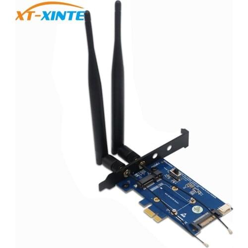 XT-XINTE Mini PCI-E PCI Express to PCI-E 1X Adapter with SIM Card Slot for 3G/4G/LTE Card and WiFi