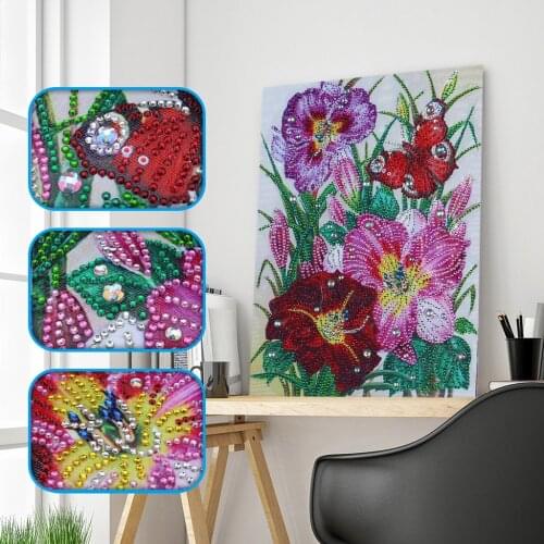 Diamond Embroidery Butterfly Flower Pansy Special Shaped Diamond Painting Needlework Rhinestone 5D Drill DIY Crystal Painting