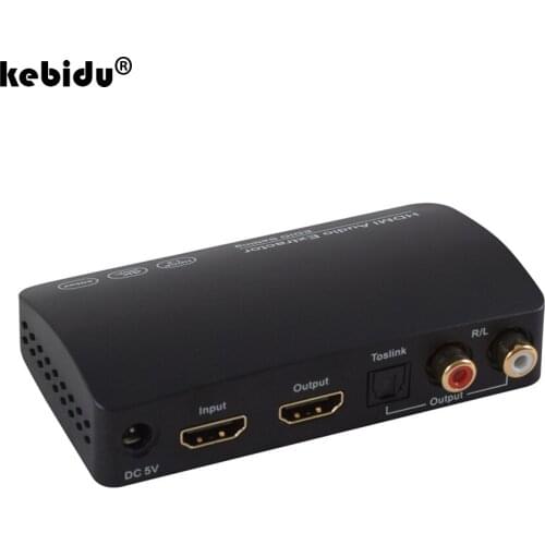 Kebidu 4K 30Hz HDMI-compatible Audio Extractor Optical Toslink RCA L/R Adapter 9Gbps DAC 5.1CH Digital Audio Analog Converter