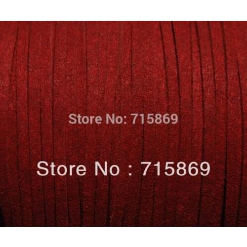 Free Shipping DIY Jewelry 100 YARD (92Meters)3 mm x 1.5mm Metallic Red Flat Faux Suede Leather Cord For Necklace and Bracelet