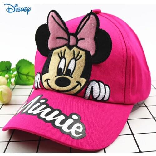 Disney Cartoon Minnie Children Hat Kids Boys Girls Baseball Cap Casual Hat Cute Ear Cotton Adjustable Sun Hat 3-8 Years Old