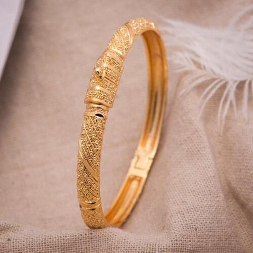 1Pcs Women Bangle Gold Color Bangles for Women Bride Can OPen Bracelets indian/Ethiopian/france/African/Dubai Jewelry gifts