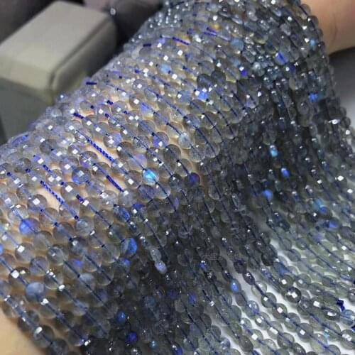 AAAA LOOSE BEADS Labradorite coin faceted 3*4mm wholesale for DIY jewelry necklace 36cm