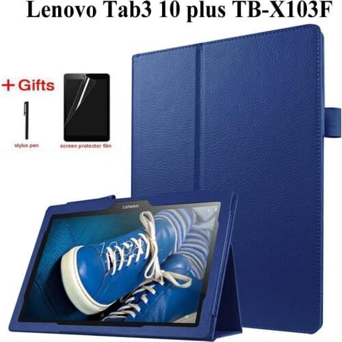 Litchi stand PU Leather Case For Lenovo Tab 2 A10-70F/L A10-30 X30F/M Tab 3 X70 X70F X70M Tab 10 TB-X103F X103F case+Film+Pen