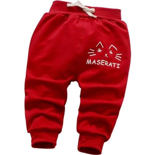 Babys pants 1 piece kids pants 2017 new spring/autumn 0-3 year small cat head pattern casual pants boys/girls trousers