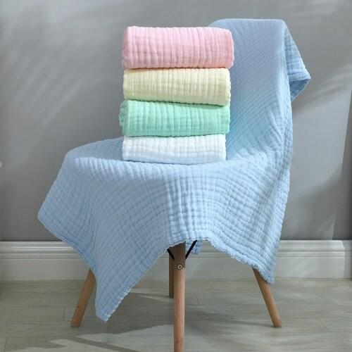 Baby Bath Towel Cotton Six-ply 110*105cm Absorbent Solid Soft Breathable Muslin Cotton Gauze For Newborn Kids Blanket Bathroom
