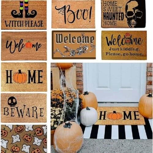 Halloween Doormat Blanket Welcome Home Front Door Decorations Halloween Decor Door Mat Anti-Slip Bottom Indoor Outdoor Carpet