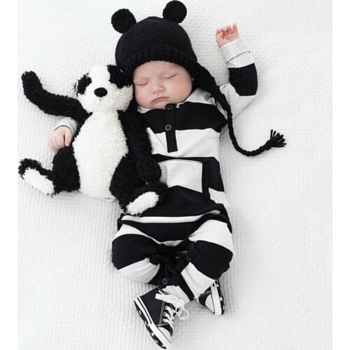 0-3 Years Baby Winter Rompers Infants Newborn Girls Boys Clothes Long Sleeve Striped Pocket Jumpsuit Outfits