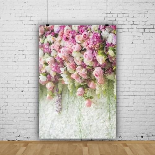 Beautiful Pink White Rose Wall Wedding Portrait Photography Vinyl Background Decor Photocall Backdrop for Photo Studio Props
