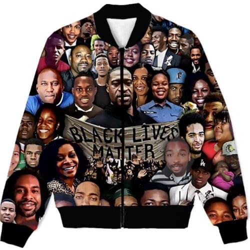 REAL American SIZE black lives matter collage Sublimation print Zipper Up Jacket plus size 4XL 5XL 6XL