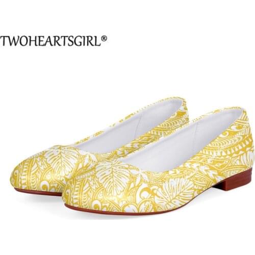 Polynesian Tribe Leather Loafers Casual Basic Women Boat Shoes Hawaiian Flower Leaves Design Summer Walking Flats for Ladies