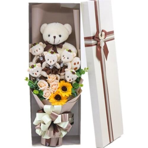 Kawaii Stuffed Animal Plush Toy Lover Graduation Teddy Bear Flower Bouquet Gift Box Birthday Valentines Day Christmas Gifts