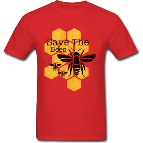 Honeycomb Save The Bees T Shirt Men T-shirt Red Tops Racer Clothes Funky Summer Cotton Tshirt Hip Hop Tees Unique Man