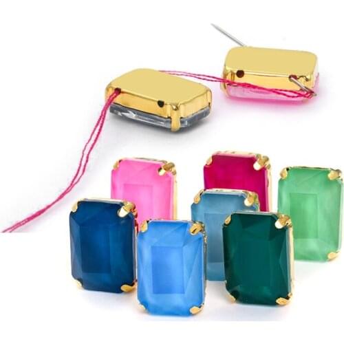 13x18mm Octangle Shape Rhinestones Claw Set Glass Strass Claw Flatback Needle Work Rhinestones Clothes Decoration Beads