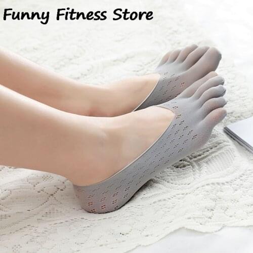 Full Fingers Yoga Socks Gym Fitness Sports Pilates Professional Dance Sock Anti-Slip Mesh Foot High Heels Shoes Invisible Socks