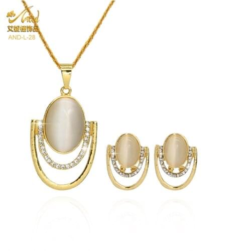 ANIID Opal Necklace Sets Earrings Jewelery Gold Drop Earrings 2020 Luxury Brands Wedding Designer For Women Indian Bridal Dubai