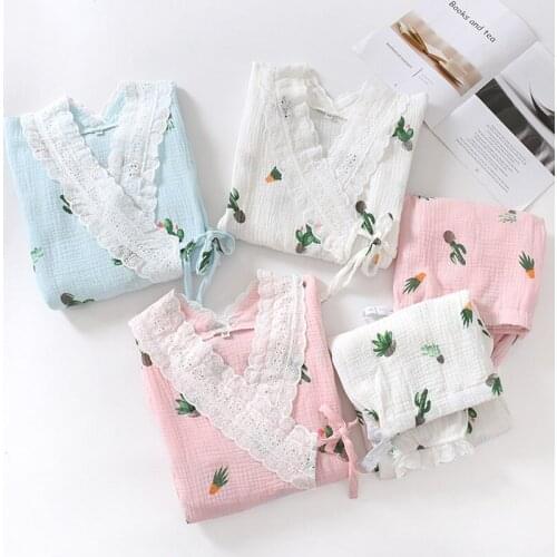 Fdfklak Maternity Pijamas Gauze Cotton Nighty Nursing Pajamas Women Nightwear Breast Feeding Clothes For Pregnant Autumn New