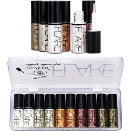 Eye Liner Makeup Set 5/10Pcs Women Colored Glitter Liquid Eyeliner Eyeshadow Waterproof Makeup Metallic Eye Makeup Cosmetics