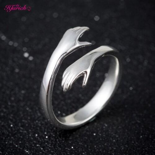Hot Creative Love Hug knuffel Silver Color Ring Fashion Lady Open Ring Jewelry Lovers Couple Valentines Day Best Romantic Gifts