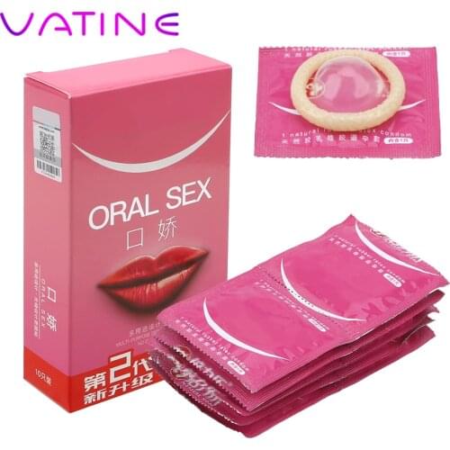 VATINE Blowjob 10pcs/box Oral Natural Latex Condoms With Peach Taste Safe Sex Penis Sleeve Sex Slim Condoms Sex Toys for Men