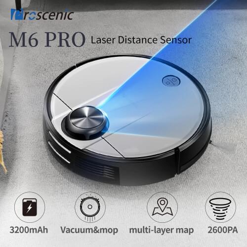 Proscenic M6 Pro LDS Robot Vacuum Cleaner with Laser navigation, 2600Pa Powerful Suction, App Support, Alexa Control