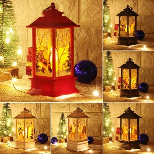 Christmas Santa Claus/Snowman/Deer Castle Candlestick Lamp Light Hanging Lantern Festival Desktop Ornament