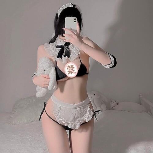 Sexy Lace Underwear Maid Apron Temptation Women Cosplay Lingerie Hot Naughty Servant Uniform Maids Outfit Roleplay Costumes