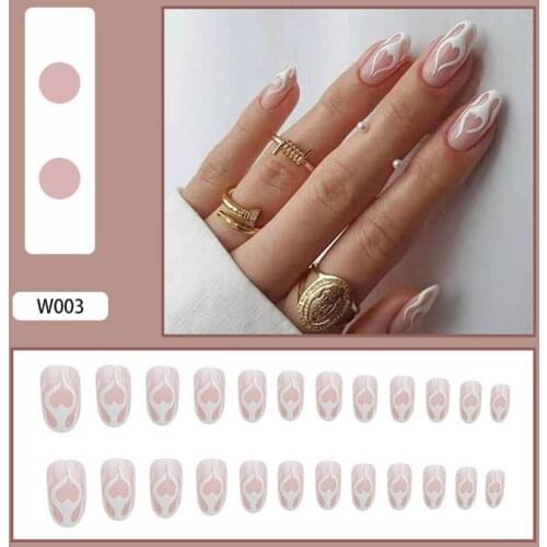 24pcs Detachable False Nails French Nails Are Pressed On The Nails With Glue Nail Tools Artificial Patterns And Full Coverage