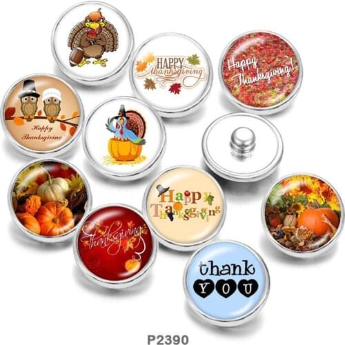 Thanksgiving Painted Stainless steel Glass Cabochons snaps button jewelry Phase Box 20mm Earring CP2390